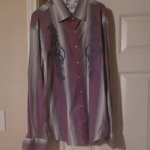 Elegant Purple and Gray Men's Button Down Shirt